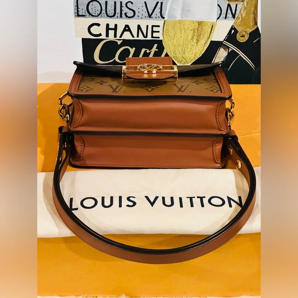 🔥 LOUIS VUITTON REVERSE MONOGRAM MINI DAUPHINE SHOULDER BAG FULL INCLUSION - Picture 12 of 17